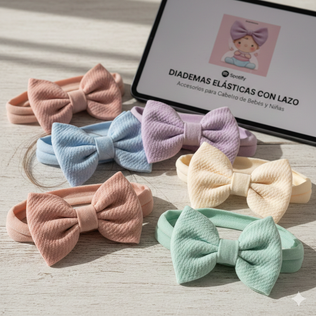 Diademas Elásticas Suaves con Lazo – Nylon para Bebés y Niñas